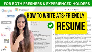 How to write an ATS Resume  For Freshers amp Experienced People StepbyStep Tutorial [upl. by Rennold]