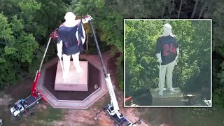 Texans unveil new look with 200 Lb jersey on Sam Houston statue in Huntsville [upl. by Domph]