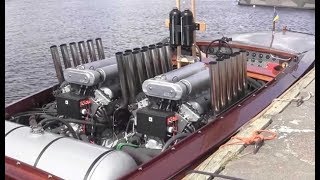 Big Crazy Boat Engines Starting Up and Sound [upl. by Odell]