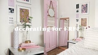 Decorating a room for FREE 🏡 Bedroom makeover on a budget 2019 [upl. by Ceporah]