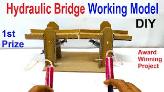 science project working model  hydraulic bridge  science exhibition  DIY pandit howtofunda [upl. by Belding]