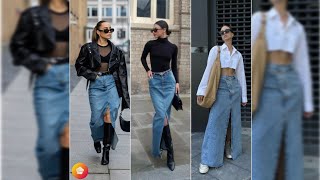 LOOKS MODERNOS CON MAXI FALDAS MIDI Y SKIRT EN DENIMTENDENCIA PARA ESTE 2023🛍️ [upl. by Aholla]