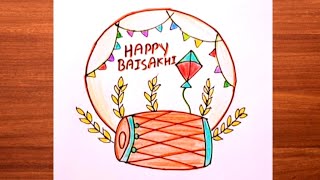 Baisakhi drawing Posterबैसाखी पर चित्र बनाएं Easy Baisakhi Festival Drawing step by step [upl. by Gies415]