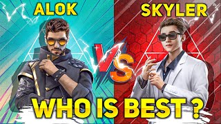 DJ ALOK VS SKYLERWHO IS BEST FULL ABILITY COMPARISION AND TIPS AND TRICKSFREE VS TOPUP [upl. by Carlie]