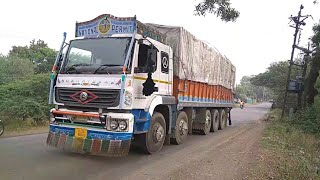 Bharat Benz GJ 16 Wheeler Truck Running On Single Road [upl. by Norreht]