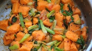 SRI LANKAN SWEET POTATOES amp ONION LEAVES RECIPE ENGLISH [upl. by Howard55]