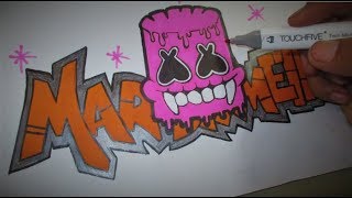 Bagaimana cara membuat graffiti karakter MARSHMELLO I DHOMPY GRAFFITI [upl. by Chavaree668]