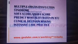 Sepsis  Multiple organ Dysfunction Syndrome  Sofa Score  Predict Mortality [upl. by Gardol]