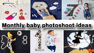 Monthly baby photoshoot ideas । diy baby photoshoot ideas। monthly baby photoshoot [upl. by Onailil]