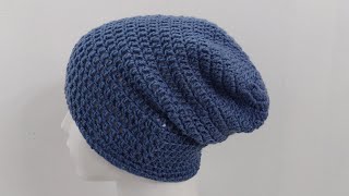 How to Crochet Slouchy Beanie for menSimple and Easy for Beginner [upl. by Marielle]