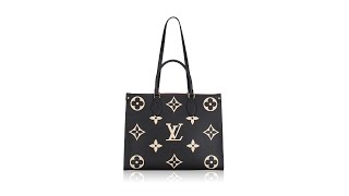 Louis Vuitton Monogram Empreinte Bicolor Onthego MM Black Beige [upl. by Darryn]