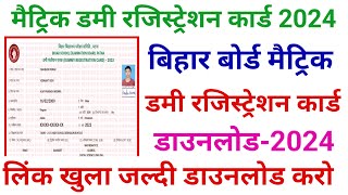 Bihar Board Matric Dummy Registration Card 2024  Matric Dummy Registration Card 2024 [upl. by Eenahc]