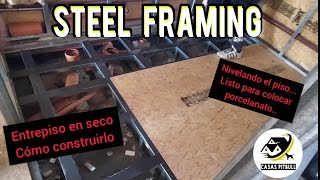 entrepiso en seco nivelado de piso Steel Framing 🏠🐶 te explico como lo hago paso a paso Curso ⬇️ [upl. by Kaliski688]