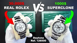 Real vs FAKE Rolex  1000 Super Clone Rolex Daytona 126500 Panda  How to spot a FAKE Rolex Watch [upl. by Beatty]