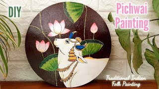 Cow Pichwai Painting Wall Decor Pichwai Painting On MDF Pichwai Painting Tutorial For Beginners [upl. by Ellehcram790]