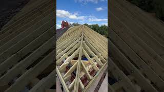 hipped roof 😮‍💨 carpentry roofer carpenter joinery roofing timberframe framing diy [upl. by Ahsinwad]