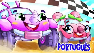 Canção “Carros de Corrida de Brinquedo”🚗💪  Canções para Crianças 😻🐨🐰🦁 por Baby Zoo Português [upl. by Ailito]