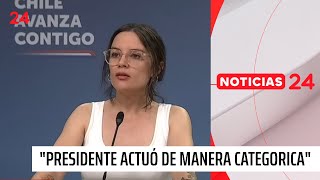 Camila Vallejo sobre Monsalve quotEl Presidente Boric actuó de manera categóricaquot  24 Horas TVN Chile [upl. by Imrots]