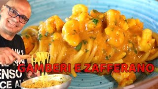 SPAGHETTI CREMOSI GAMBERI e ZAFFERANO ricetta pasta gamberetti e zafferano cremosi [upl. by Milurd]