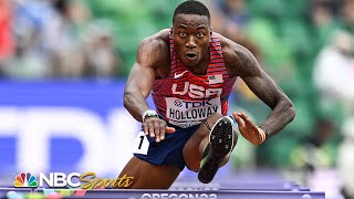 Grant Holloway eyeing a repeat wins 110m hurdles heat at Worlds  NBC Sports [upl. by Damales]