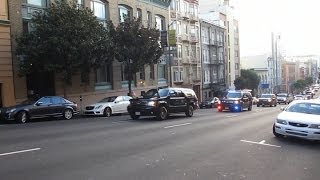 President Obama Motorcade San Francisco  Bush St amp Hyde St November 25 2013 [upl. by Tolliver568]