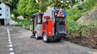 Roadside ditching cleaning RC Wheeled excavator Liebherr A918 115 Scale Hako RC sweeper [upl. by Etnaid]