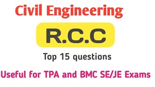 TPA  BMC SE JE Civil l RCC most Important questions l Civil Engineering [upl. by Head]