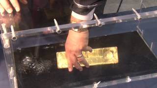 CoinWeek Classic APMEX Displays 400 Ounce Gold Bar at ANA World’s Fair of Money 2014 [upl. by Yruama]