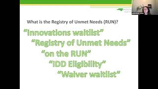 The Registry of Unmet Needs Also Known as the Waitlist for the NC Innovations Waiver [upl. by Etteragram]