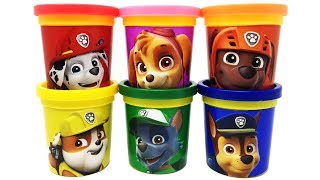 6 Paw Patrol PlayDoh Can Heads amp Surprise Toys Marshall Chase Skye Rubble Rocky Zuma [upl. by Cott]