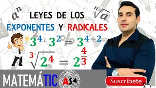 🎥Leyes de los exponentes y radicales✅ejemplos🤩aprende fácil con profe toño👌🏻👨🏻‍🏫 [upl. by Marion]