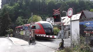 Železniční přejezd Děčín P2436  282014  Czech railroad crossing [upl. by Odlawso]