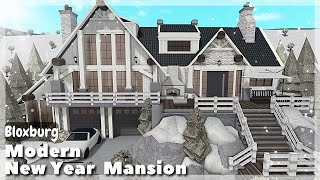 BLOXBURG Modern Winter Farmhouse Mansion  Roblox House Build [upl. by Delija]