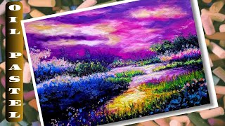 Ölpastellkreide Landschaft malen Tutorial Oil Pastel Painting Landscape drawing [upl. by Zeugirdor4]