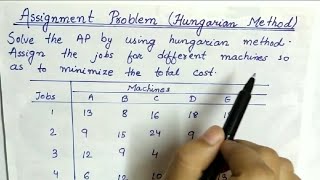 Lec29 Assignment Problem Hungarian Method  In Hindi  Operation Research [upl. by Warrin]