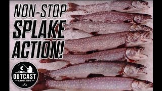 NONSTOP Splake Action Northern Ontario Ice Fishing [upl. by Anesor680]