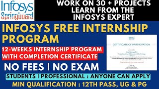 Infosys Internship  12th pass students can apply  Work From Home Internship  No Skills Required [upl. by Eeima]