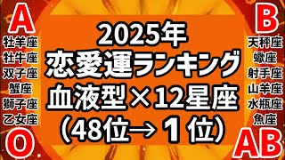 【2025年】恋愛運ランキング 血液型×12星座（48位→1位） [upl. by Victorine]