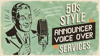 50s Announcer Voice Over Services by Andrew Helbig [upl. by Lehcir]