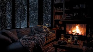 Overcome stress with a winter wonderland  Sleep relax with the sound of the fireplace  snow storm [upl. by Kinimod]