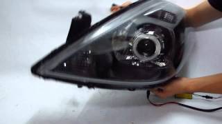 CrazyTheGod TIIDA LATIO C11 20042012 CCFL AngelEye Projector Headlight XENON HID BLACK for NISSAN [upl. by Anaerol754]