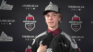 2024 QMJHL Draft  Maxim Dube after being drafted by the Gatineau Olympiques [upl. by Rotce]