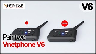 VNETPHONE V6  Pair two V6  motorcycle helmets bluetooth intercom [upl. by Molohs]