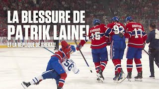 Blessure sérieuse de PATRIK LAINE au genou droit Xhekaj vient à sa défense [upl. by Aicinet957]