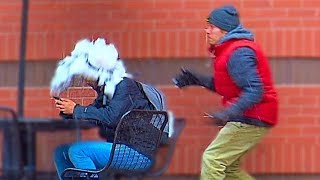 Throwing Snowballs at People Prank Part 3 [upl. by Rede]