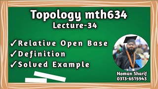 Relative open base  mth634 short lecture  topology lecture in hindi [upl. by Nnaeus]