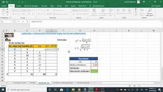 Varianza y Desviación estándar para datos no agrupados en Excel [upl. by Atinaujnas58]