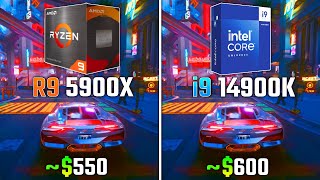 RYZEN 9 5900X vs INTEL i914900K  Test in 6 Games [upl. by Aoht]