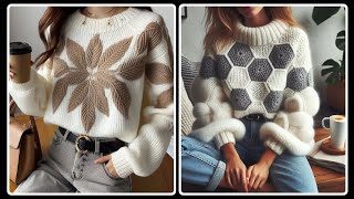 Most stylish and trendy Crochet Pullover Sweaters design  Crochet cowl neck poncho for ladies [upl. by Latnahs]