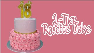 2tier Rosette Cake  Debutant Cake Decorating [upl. by Einaj996]